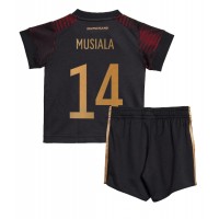Koszulka piłkarska Niemcy Jamal Musiala #14 Strój wyjazdowy dla dzieci MŚ 2022 tanio Krótki Rękaw (+ Krótkie spodenki)
